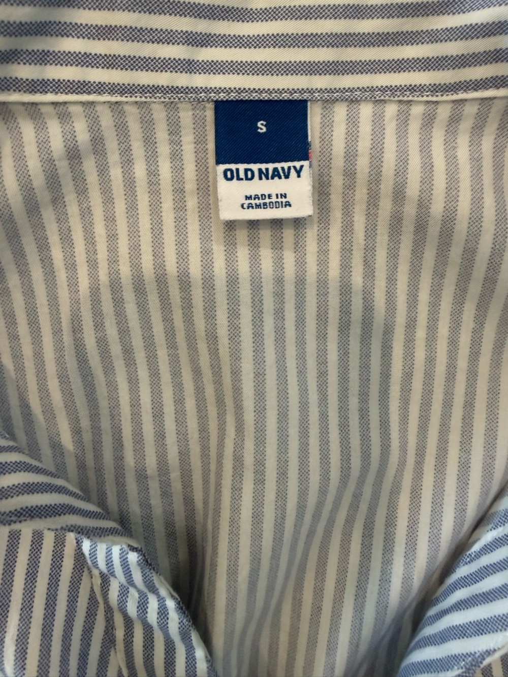 Old Navy Blue and White Striped Button-Front Midi Dress Small - Picture 2 of 6
